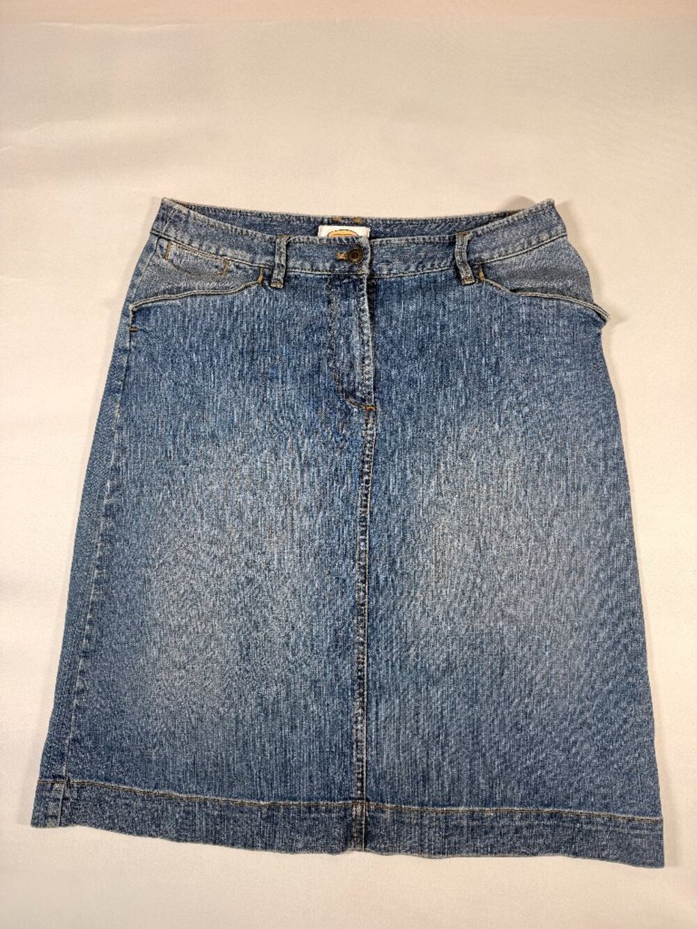 Talbots Size 8 Blue Denim A-Line Midi Skirt